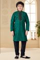 Green Art Silk Kids Kurta Pajama (NKK-659)