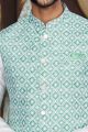 Green Art Silk Mens Nehru Jacket (NMK-7951)