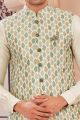 Green Art Silk Mens Nehru Jacket (NMK-8021)