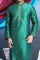 Green Art Silk Regular Kurta Pajama (NMK-1617)