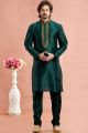 Green Banarasi Art Silk Mens Kurta Pajama (NMK-7940)