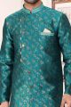 Green Banarasi Jaquard Indo Western for Men (NMK-6902)