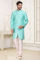 Green Banarasi Jaquard Indo Western (NMK-6897)