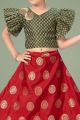 Green Brocade Girls Lehenga Choli (NFG-254)