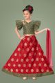 Green Brocade Girls Lehenga Choli (NFG-254)