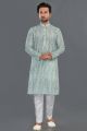 Green Cotton Kurta Pajama (NMK-8134)