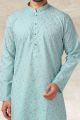 Green Cotton Mens Kurta Pajama (NMK-5658)