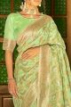 Green Crystal Linen Saree (NWSA-5838)