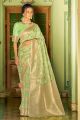 Green Crystal Linen Saree (NWSA-5838)