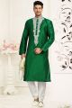 Green Dupion Art Silk Kurta for Men (NMK-3060)