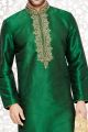 Green Dupion Art Silk Regular Kurta Pajama (NMK-3035)