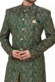 Green Dupion Silk Grooms Sherwani (NMK-4959)