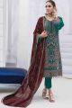 Green Faux Georgette Embroidered Salwar Suit (NWS-6955)