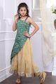 Green, Golden Brocade, Net Girls Gown (NFG-196)