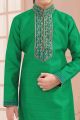 Green Jaquard Kids Kurta Pyjama (NKK-669)