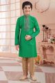 Green Jaquard Kids Kurta Pyjama (NKK-669)