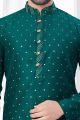 Green Jaquard Mens Kurta Pajama (NMK-7809)