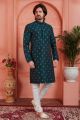 Green Jaquard Silk Brocade Kurta for Men (NMK-7764)