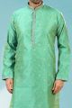 Green Jaquard Silk Brocade Kurta Pajama for Men (NMK-5188)