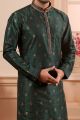 Green Jaquard Silk Brocade Kurta Pajama (NMK-4498)