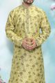 Green Jaquard Silk Brocade Kurta Pajama (NMK-4884)