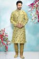 Green Jaquard Silk Brocade Kurta Pajama (NMK-4884)