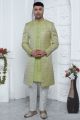 Green Jaquard Silk Indo Western (NMK-7171)