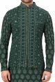 Green Lucknowi Nehru Jacket (NMK-6001)