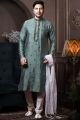 Green Silk Mens Kurta Pajama (NMK-6040)