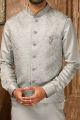 Grey Art Banarasi Silk Kurta Jacket (NMK-6356)