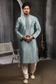 Grey Art Banarasi Silk Kurta Pajama (NMK-4399)