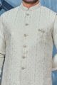 Grey Art Banarasi Silk Mens Nehru Jacket (NMK-7359)