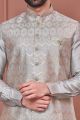 Grey Art Banarasi Silk Nehru Jacket (NMK-7400)