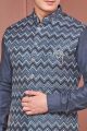 Grey Art Banarasi Silk Nehru Jacket (NMK-7408)