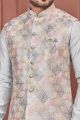 Grey Art Banarasi Silk Nehru Jacket (NMK-7439)