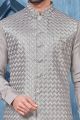 Grey Art Banarasi Silk Nehru Jacket (NMK-7441)