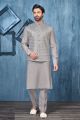 Grey Art Banarasi Silk Nehru Jacket (NMK-7441)