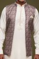 Grey Art Silk Digital Printed Jacket Kurta (NMK-7098)