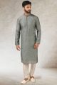 Grey Art Silk Kurta Pajama (NMK-5835)