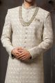 Grey Art Silk Mens Sherwani (NMK-6243)