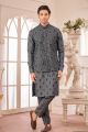 Grey Art Silk Nehru Jacket (NMK-7993)