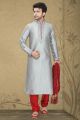 Grey Art Silk Regular Kurta Pajama (NMK-2264)