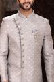 Grey Banarasi Jaquard Indo Western (NMK-6856)