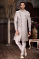 Grey Banarasi Jaquard Indo Western (NMK-6856)