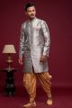 Grey Banarasi Jaquard Mens Indo Western (NMK-6989)