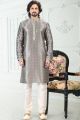 Grey Banarasi Silk Kurta for Men (NMK-6694)