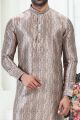 Grey Banarasi Silk Mens Kurta (NMK-6709)