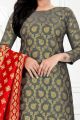 Grey Banarasi Silk Salwar Suit (NWS-6422)