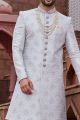 Grey Blue Art Silk Sherwani (NMK-7169)