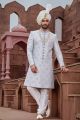 Grey Blue Art Silk Sherwani (NMK-7169)